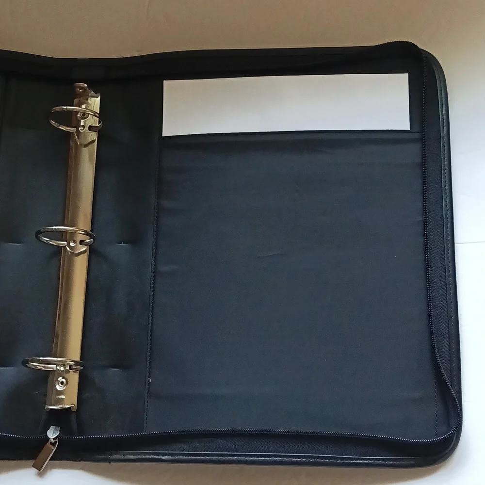 Black Zipper 3 Ring Binder Briefcase Retractable Handles